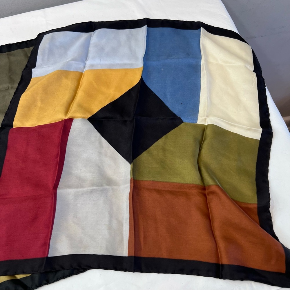 2 Vintage 100% silk scarves pocket squares neckerchiefs - Picture 2 of 7
